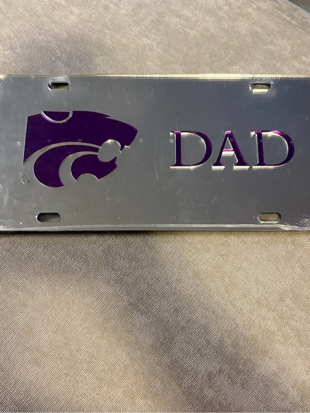 Purple K State Dad License Plate